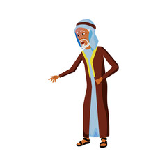 scared muslim grandfather looking at falling grandson cartoon vector. scared muslim grandfather looking at falling grandson character. isolated flat cartoon illustration