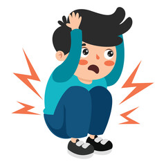 An Earthquake Scene With Cartoon Character