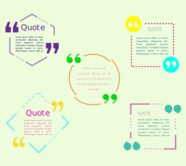 Set of colorful quote frames. Speech bubbles with quotation marks.  Blog post template set-1