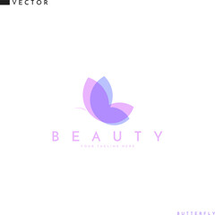 Butterfly logo. Isolated insect on white background. Vector illustration EPS10