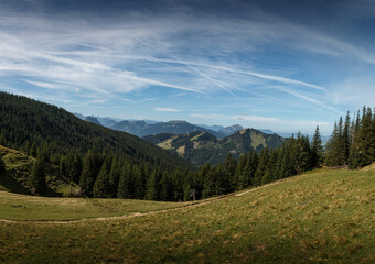 Panorama Ausblick auf die Bergwelt in den Allgäuer Alpen