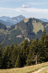 Fototapeta premium Blick von der Alpspitz in Nesselwang zum Grünten den Wächter des Allgäu in den Allgäuer Alpen