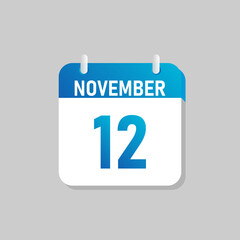 Fototapeta premium White daily calendar Icon November in a Flat Design style. Easy to edit Isolated vector Illustration.