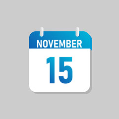 White daily calendar Icon November in a Flat Design style. Easy to edit Isolated vector Illustration.