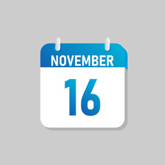 White daily calendar Icon November in a Flat Design style. Easy to edit Isolated vector Illustration.