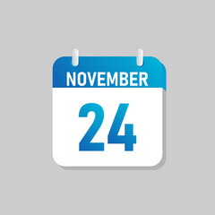 White daily calendar Icon November in a Flat Design style. Easy to edit Isolated vector Illustration.