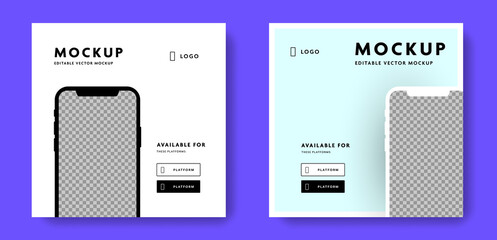 Mobile device mockup for social media posts, modern app template with smartphone shape, editable application marketing template
