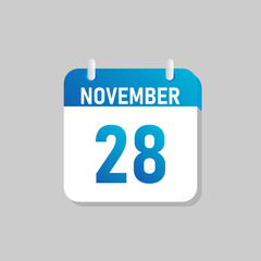 White daily calendar Icon November in a Flat Design style. Easy to edit Isolated vector Illustration.