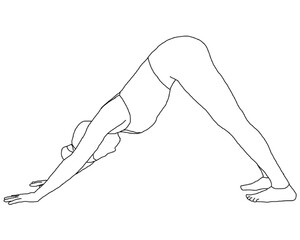Yoga pose, silhouet downward facing dog, Adho Mukha Svanasana outline