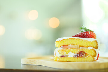 Strawberry Cake Dessert on nature Background