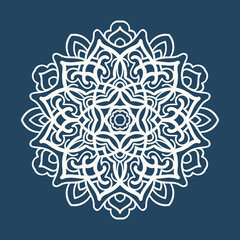 Monochrome mandala isolated on black  background.