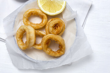 Squid rings sandwiches with mayonnaise sauce. Typical Spanish food