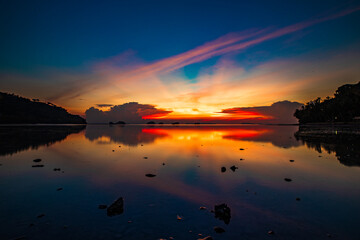 sunset over the river