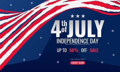 Happy fourth of July. Modern independence day sale banner template design