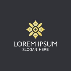 Obraz premium stylish abstract vector shuriken with leaves. elegant logo design for real estate industry, boutiques, hotel, yoga, cosmetic and skin care products.