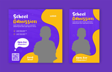 School admission open now social media post and web banner template	