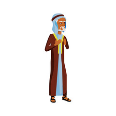 islamic mature adult man looking at amazing view on desert cartoon vector. islamic mature adult man looking at amazing view on desert character. isolated flat cartoon illustration