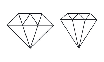 Simple diamond shapes. Diamond outline icons. Flat style, vector