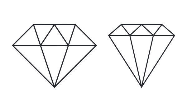 Simple diamond shapes. Diamond outline icons. Flat style, vector