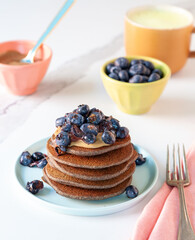 Buckwheat pancakes and blueberries