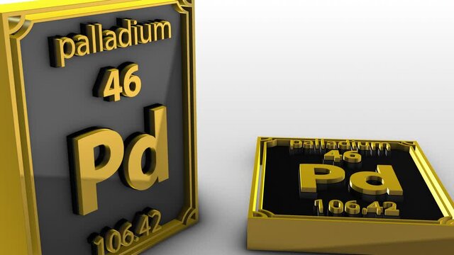 Periodic Table Of Elements - palladium - Pd - 3d animation model on a white background