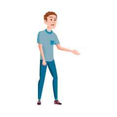 young man show friend lost key in room cartoon vector. young man show friend lost key in room character. isolated flat cartoon illustration