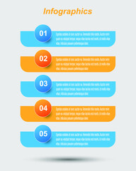 Infographic design template with paper tags.