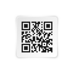 Fototapeta premium Realistic QR code sticker. Identification tracking code. Serial number, product ID with digital information. Store or supermarket scan labels, price tag. Vector illustration.