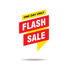Simple One Day Only Flash Sale Banner Isolated on White Background Design, Flash Sale Advertisement with Red and Yellow Color Template Vector