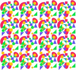 Mephis geometry elements retro vintage pattern. Vector isolated illustration background modern cover poster flyer banner backdrop notebook on fabric. Vivid geometric triangle shapes round circle.