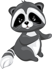 Cute raccoon isolated on white