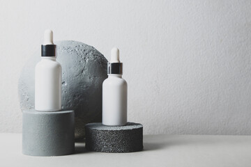 mockup of beauty fashion cosmetic makeup bottle lotion  serum dropper product with skincare healthcare concept on background