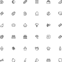 icon vector icon set such as: farm, apron, spoon, cheese, single, t-bone, mitten, strips, fun, light, celebration, vintage, shashlik, building, butchery, soup, bunch, shiitake, mitt, interface