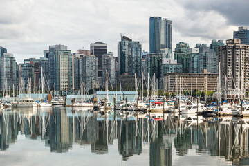 View at Vancouver downtown from the Stanley park. British Columbia, Canada