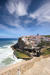 Obraz na płótnie Canvas Panoramic View of Azenhas do Mar Beach in Sintra Portugal