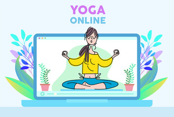 illustration of woman for 21 june-international yoga day web banner EPS10 vector.
