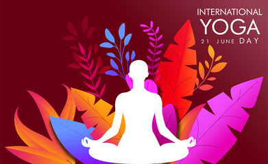 Fototapeta na wymiar illustration of woman for 21 june-international yoga day web banner EPS10 vector.