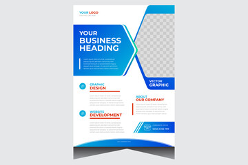 Blue and white professional corporate business flyer design template