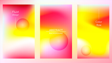 Abstract holographic poster, gradient mesh and pearlescent spheres. Iridescent design set template for award, brochure, certificate, banner, wallpaper, presentation, web, ui. Trendy vector background.