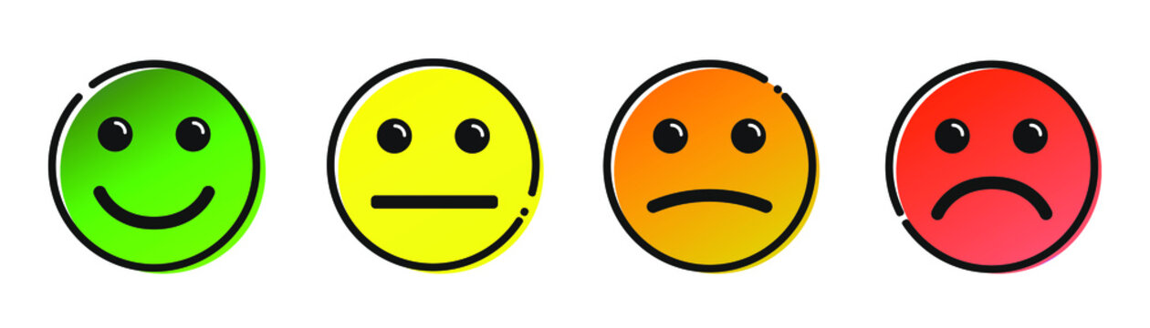 Colourful Cartoon Face People Emotion Icon Set. Sad and Happy Mood Icons.