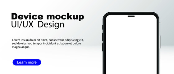 Smartphone blank screen, phone mockup. Template for infographics or presentation UI design interface. Vector illustration