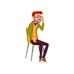 young man student answering on exam cartoon vector. young man student answering on exam character. isolated flat cartoon illustration