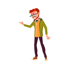 Obraz premium frustrated young guy shouting at repairman in service cartoon vector. frustrated young guy shouting at repairman in service character. isolated flat cartoon illustration