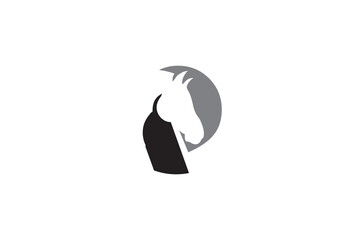 horse head silhouette P
for sports business or company logo
