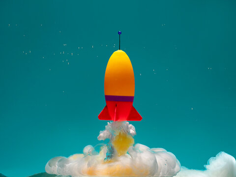 Conceptual rocket taking off - Powered by Adobe