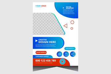 Dark red and blue promotional corporate business flyer design template