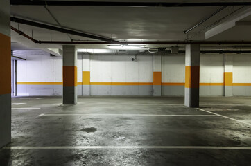 Interior of parking garage