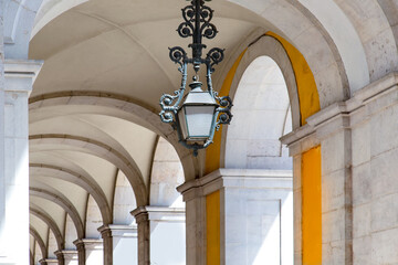 Commerce Plaza Arch in Lisbon in historic city center.