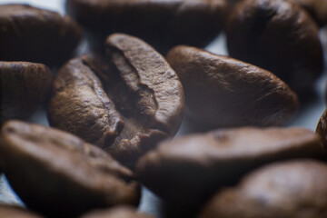 coffee beans close-up macro a background