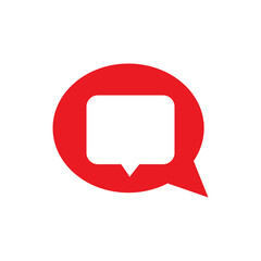 Red Comment icon, Chat Message logo, Speech bubble symbol Isolated on White Background. Design Vector Icon illustration Template Element.